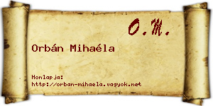 Orbán Mihaéla névjegykártya